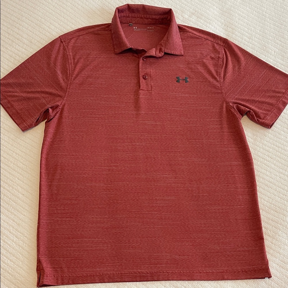 Under Armour Men's L Heathered Red Polo Shirt Short Sleeve - Picture 2 of 11